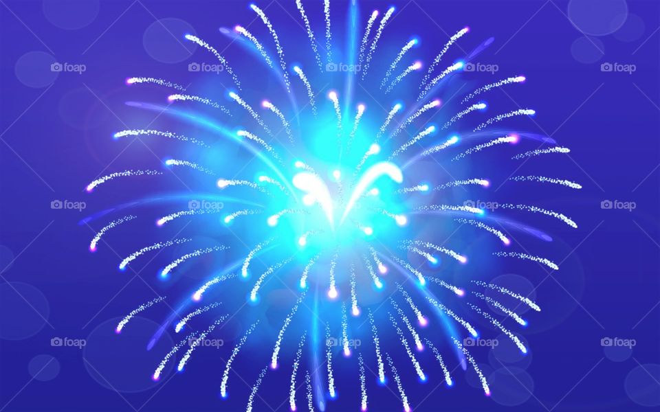 Shining flower-shaped fireworks on blue
sky for celebration