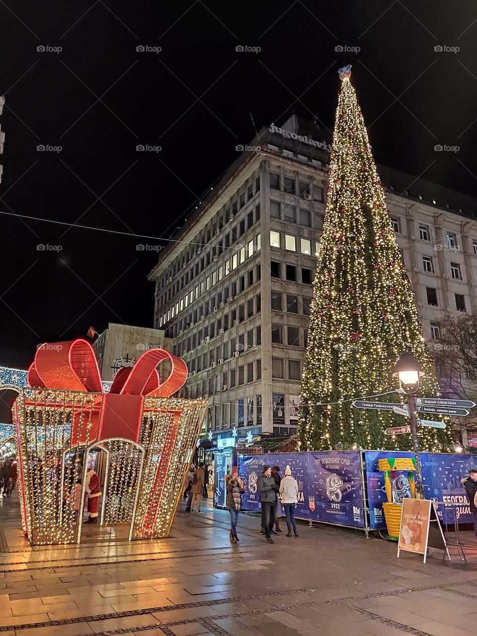 Belgrade Serbia city centre holiday decorations in main Street