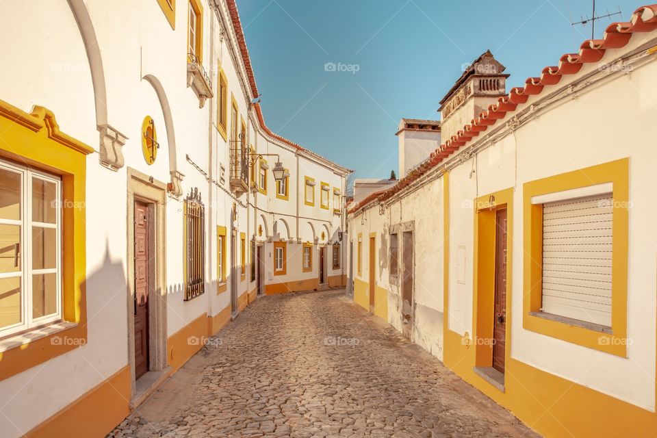 Residents houses street in the city Evora Portugal 