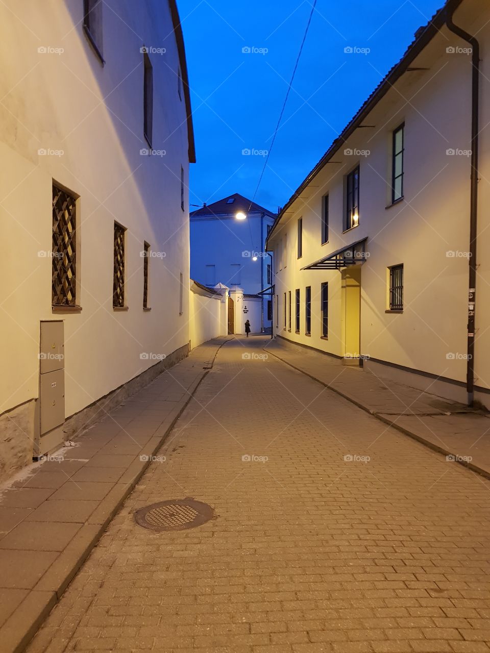 Beautiful old town in the dark.
