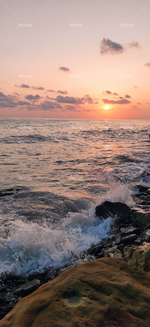 The sun at sunset is the best filter for a beautiful photo. Black Sea, Russia