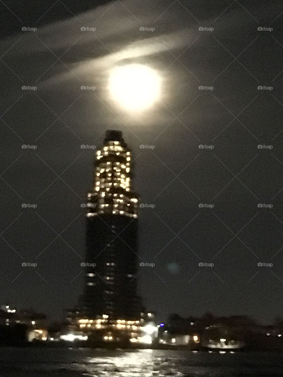 We took this magnificent picture of the full moon above the Empire State Building in Manhattan when we sailed our new boat from New Rochelle to her new home in Newtown Creek in Long Island City, Queens, NY in August of 2017. Hypnotic Productions