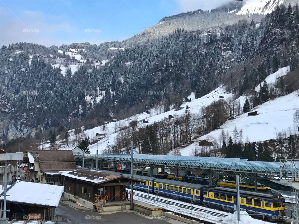 Train station in Lauterbrunnen, Switzerland 