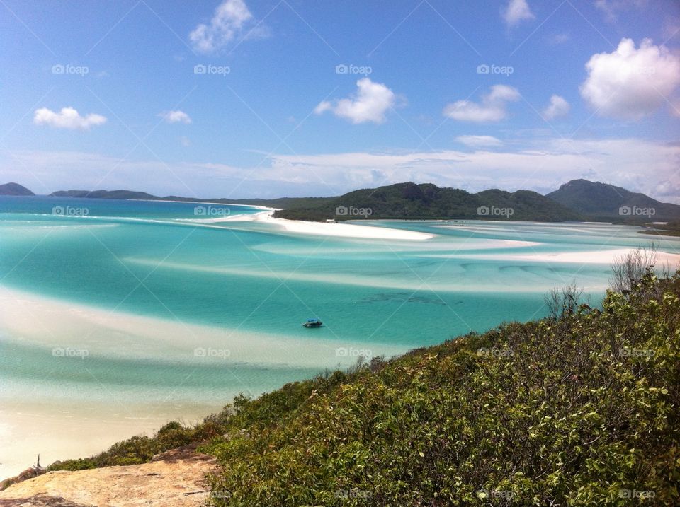Beautiful view of Whitehaven Beach in Australia. Lovely clear water and bright sand