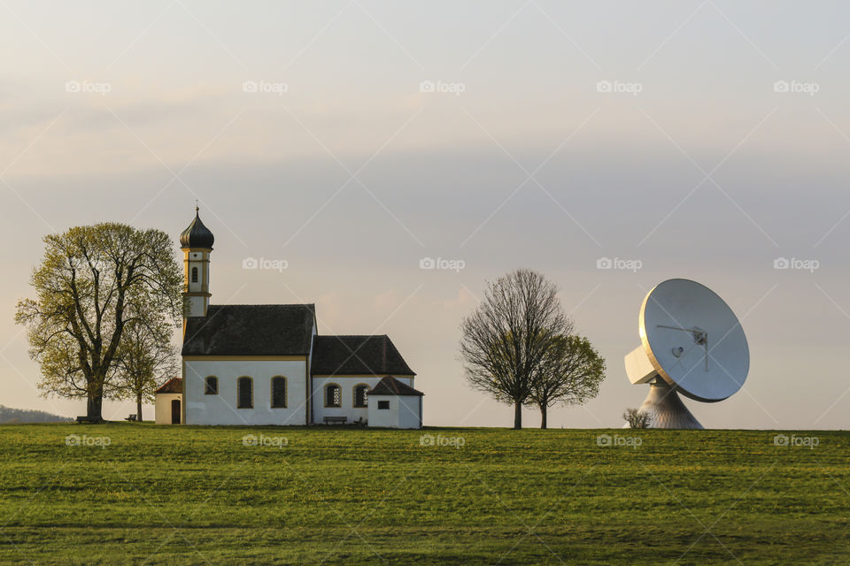 Satellite Dish and Church 