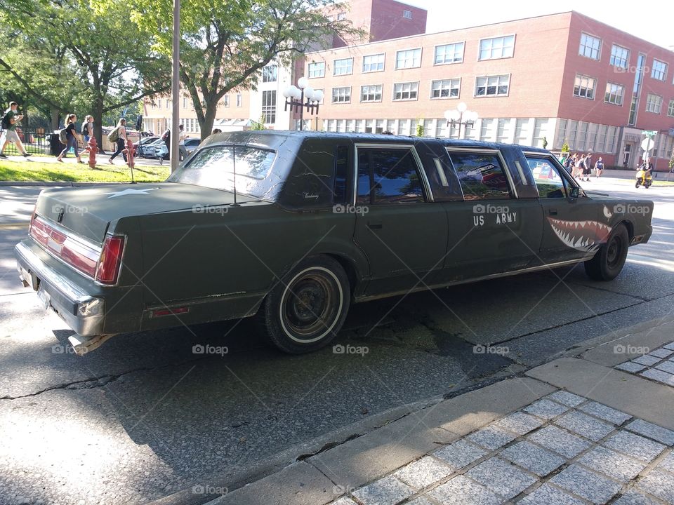 old, beat up limo