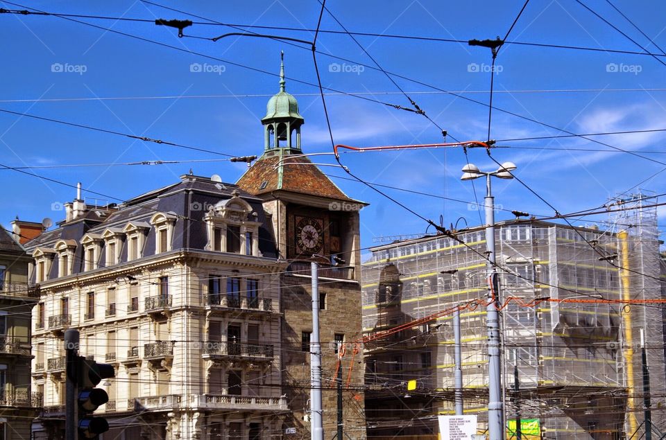 Tram lines in Geneva. Even tram lines look cool in sunny Geneva.