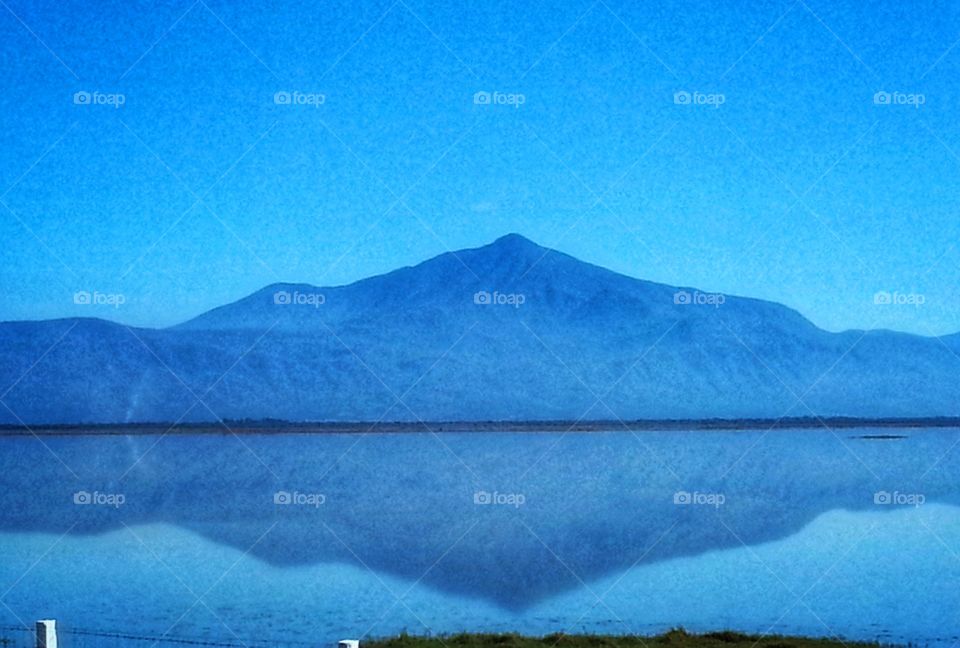Reflection the mountain in the water,reflection,Reflecting,Mountain,water,nature,landscape,colorful,sky,blue,sunset,double