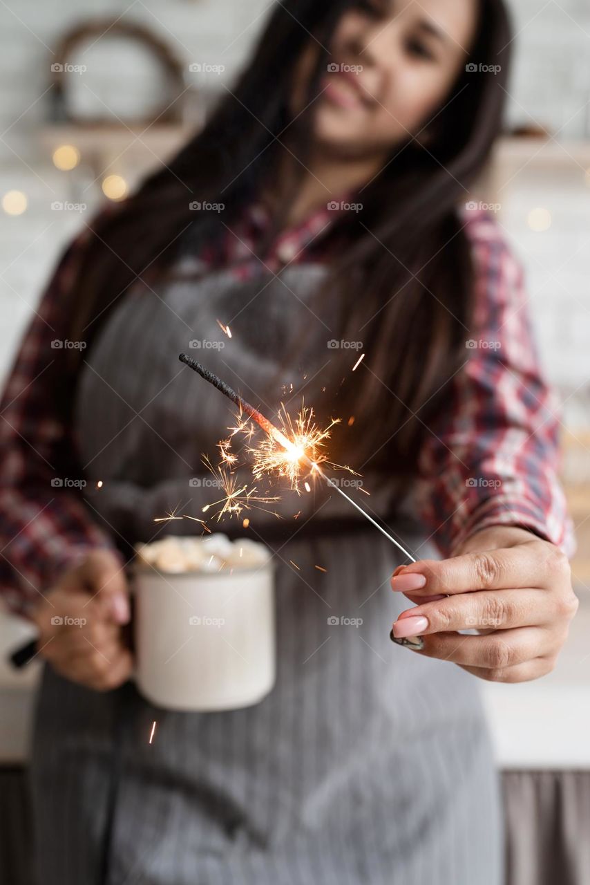 woman with hot drink