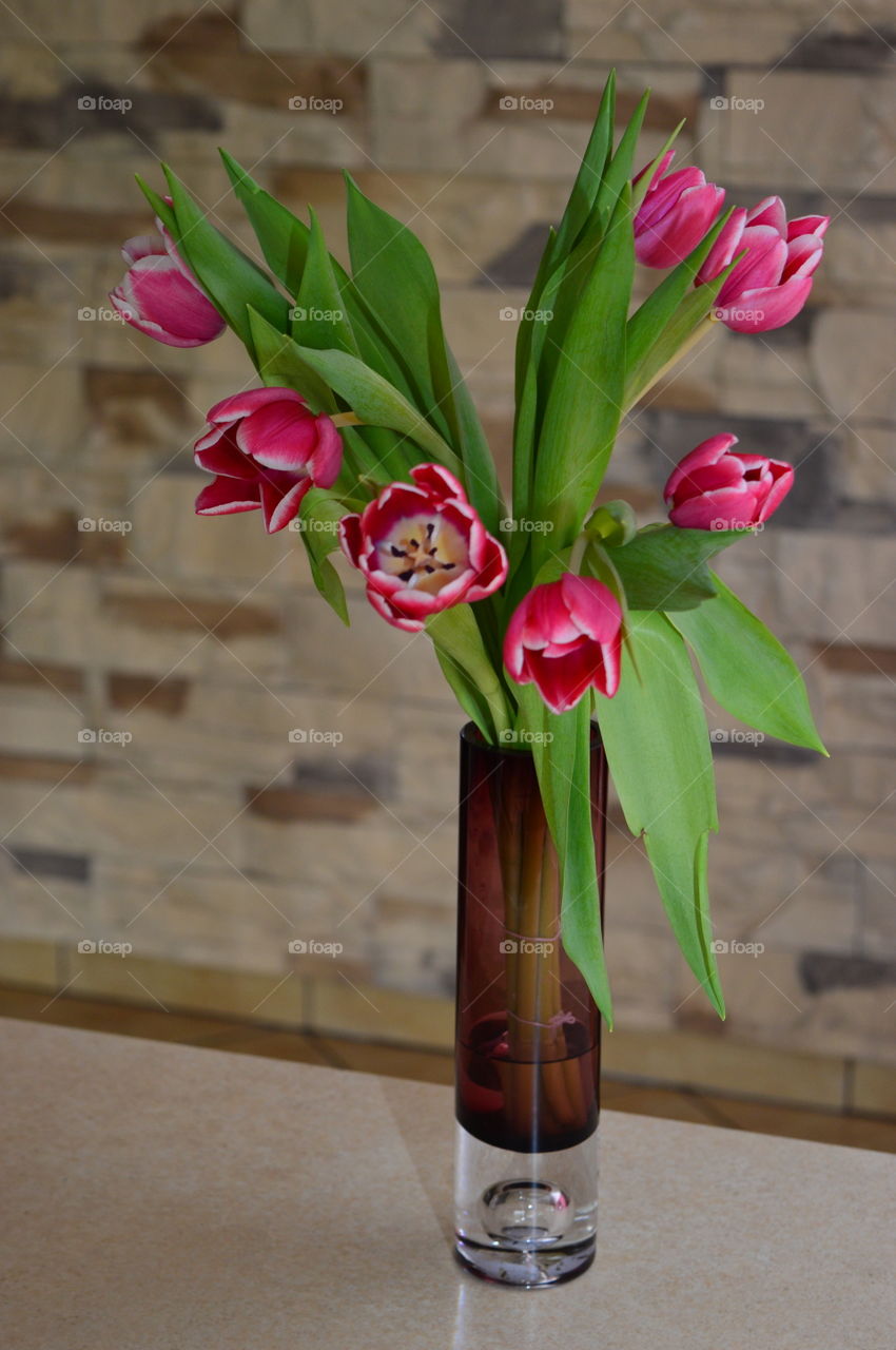 bouquet of tulips in vase