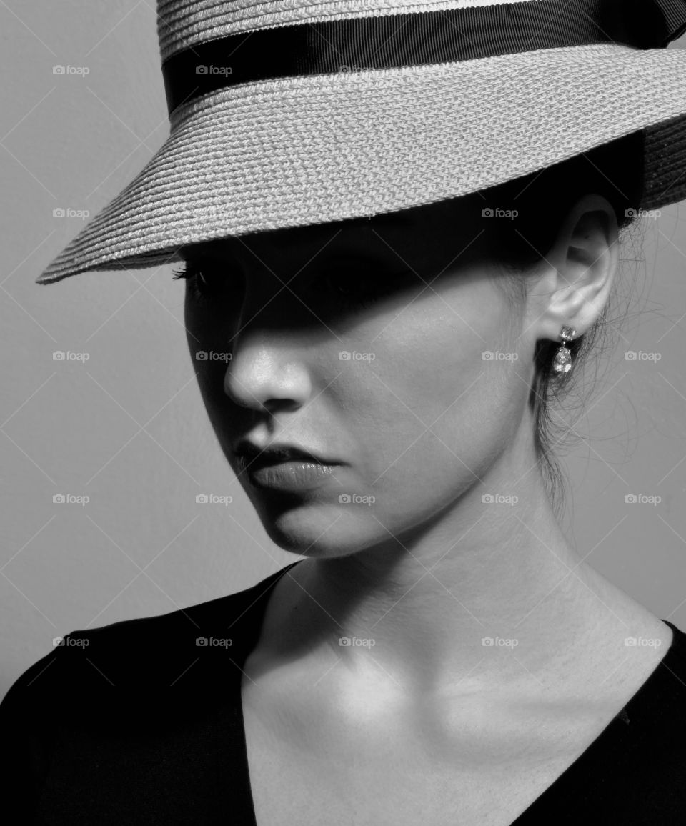Sadness,  woman with a sad look on her face, black and white