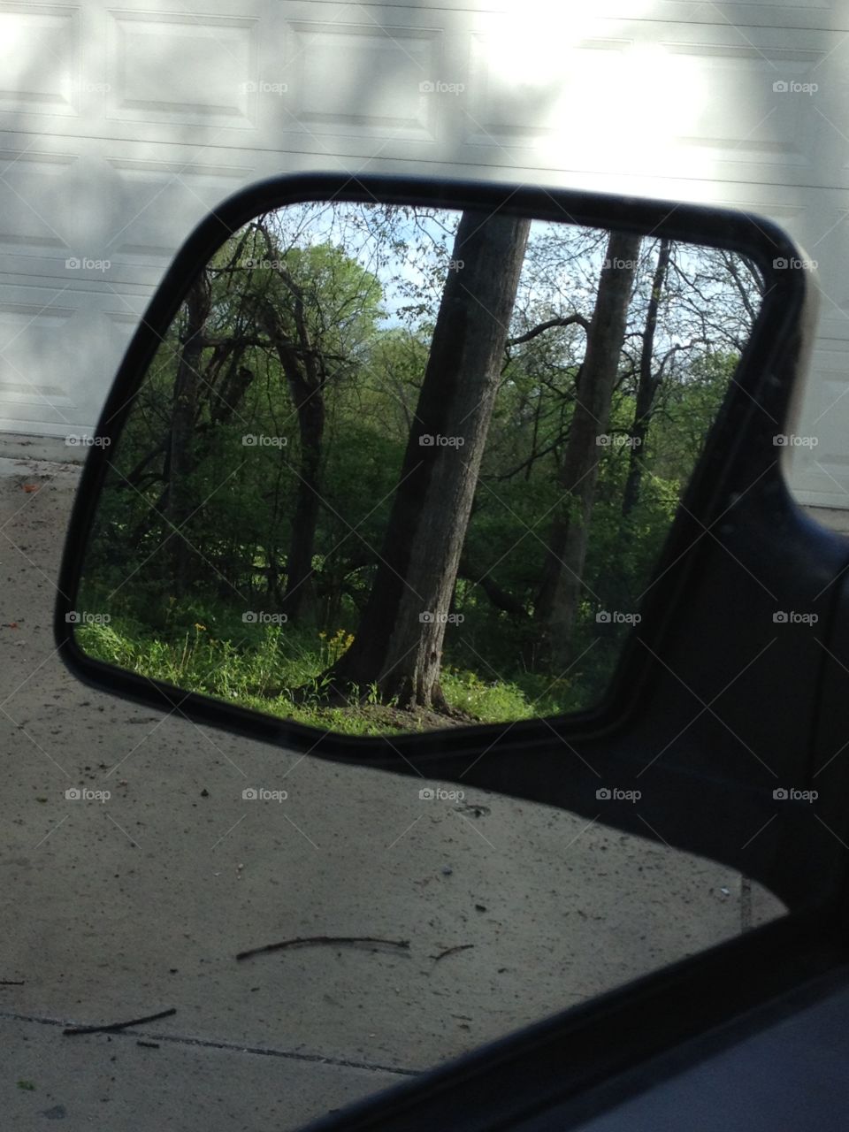 Reflection in side mirror