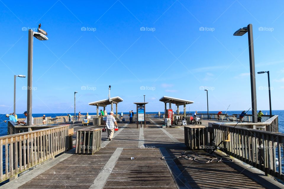 View at the Fishing port with clear blue sky