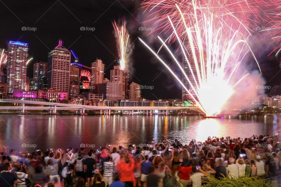 Fireworks by the river 