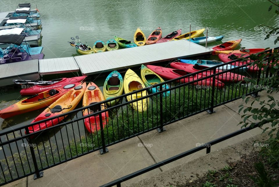 colorful kayaks