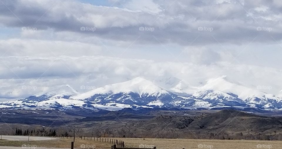 Crazy Mountains in Montana.  snowing at the higher elevations still in April