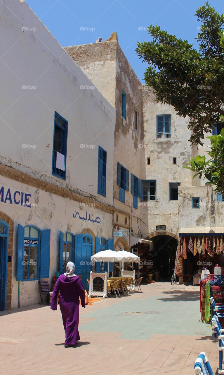 Square in Essaouira. Quiet square with shops in Essaouira, Morocco