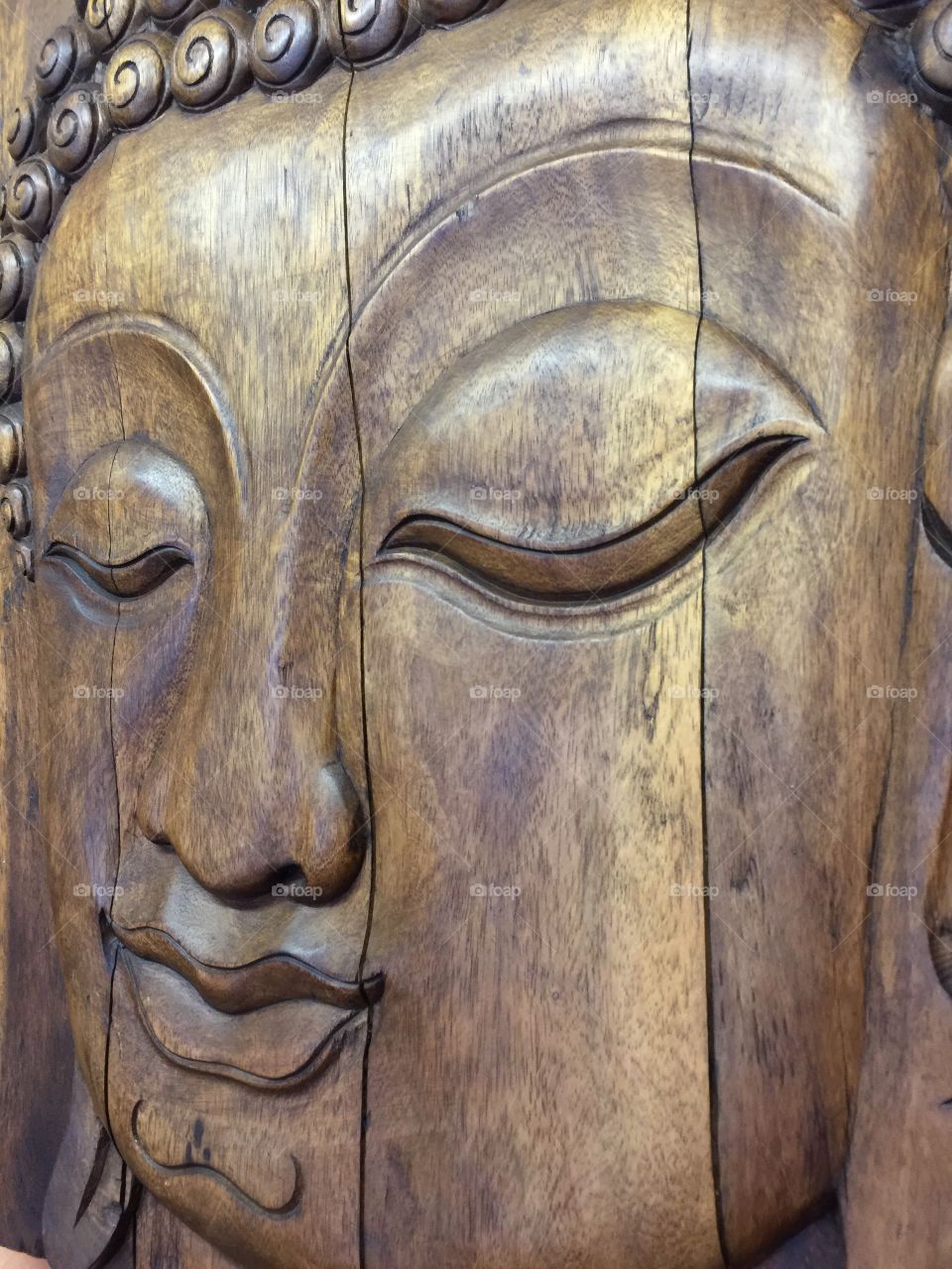 Wooden Buddha Face