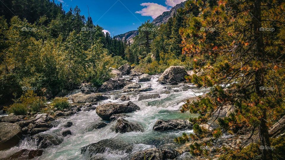 Mystic lake flowing down into Emerald lake.