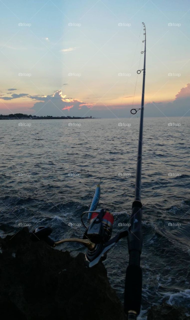 sunset during fishing
