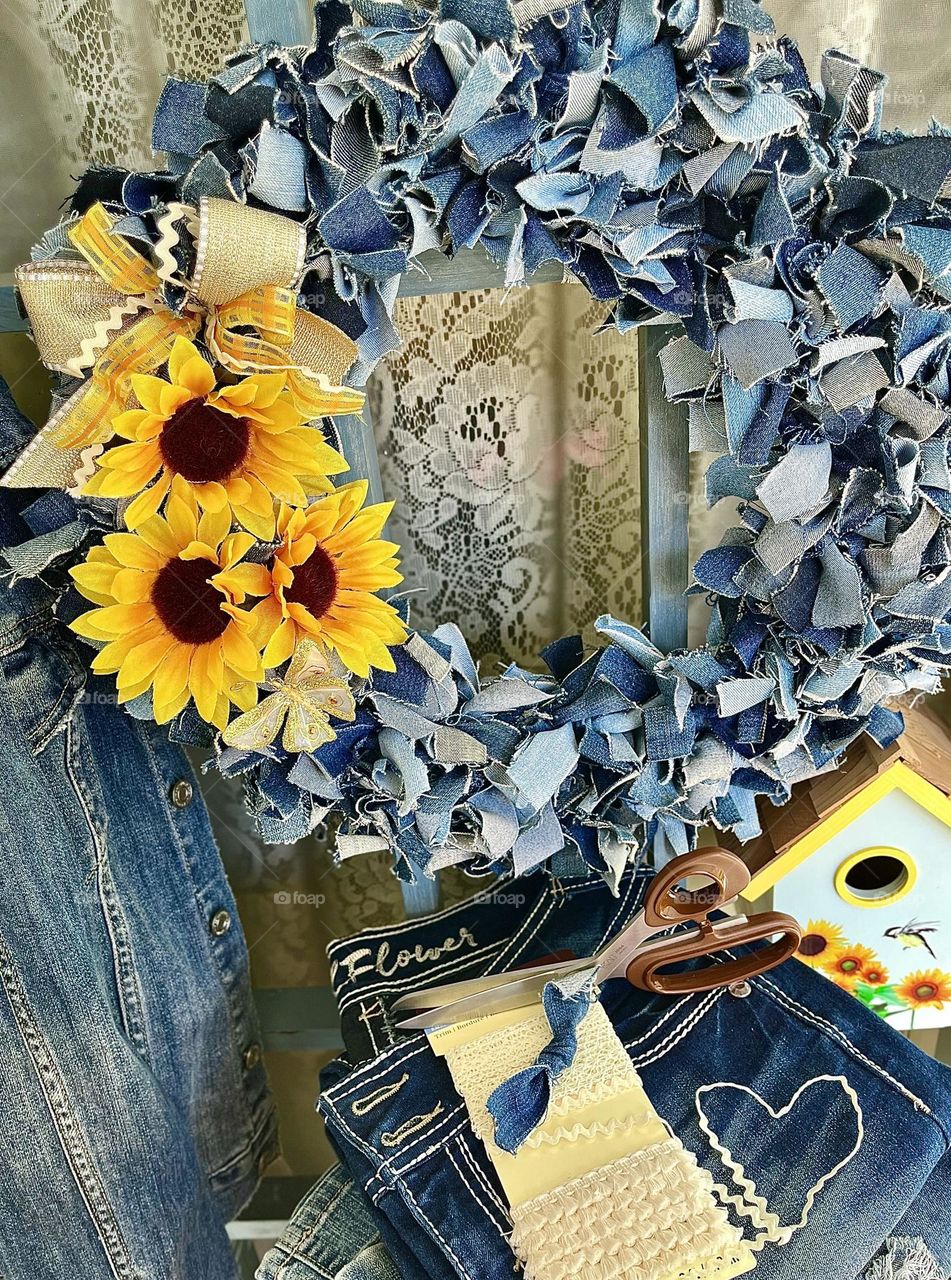 DIY Denim Wreath Craft