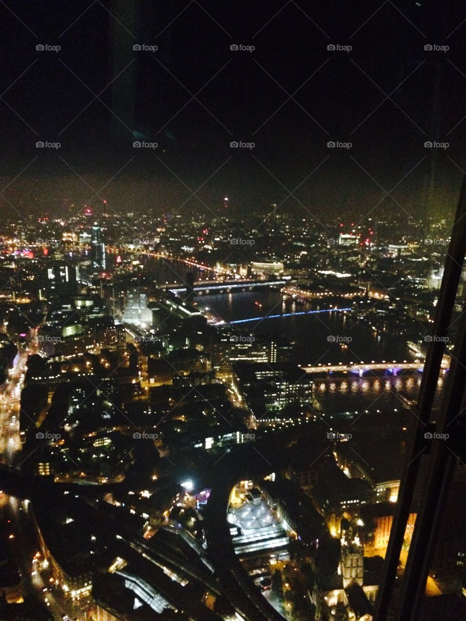 London by night. View from the Shard