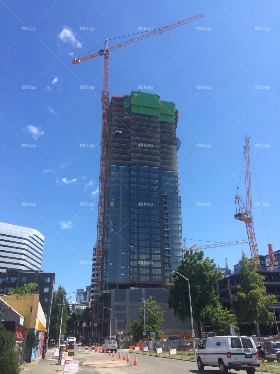 Construction of a skyscraper in Seattle