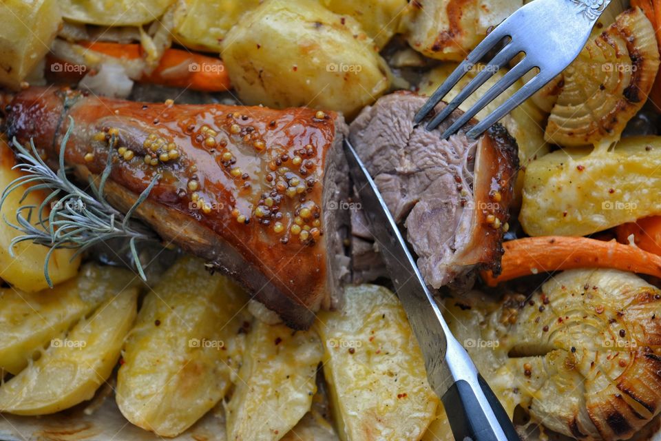 Close-up of duck meat