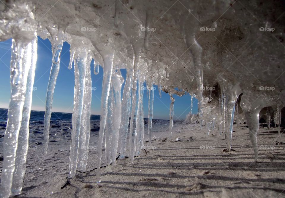 Icicles at the beach.