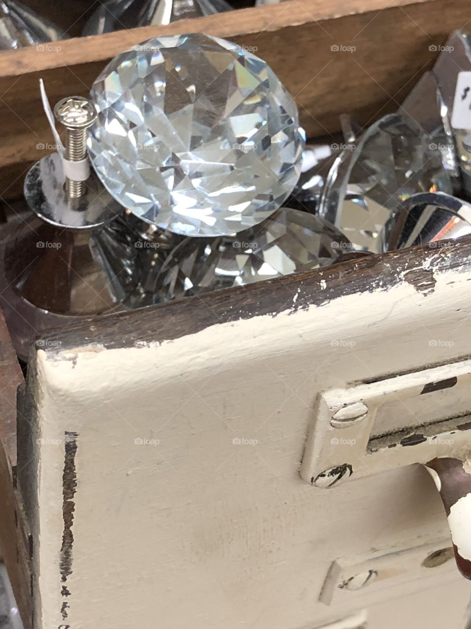 Drawer of crystal knobs 