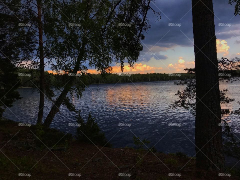 Mirror blank lake in Dalarna Sweden