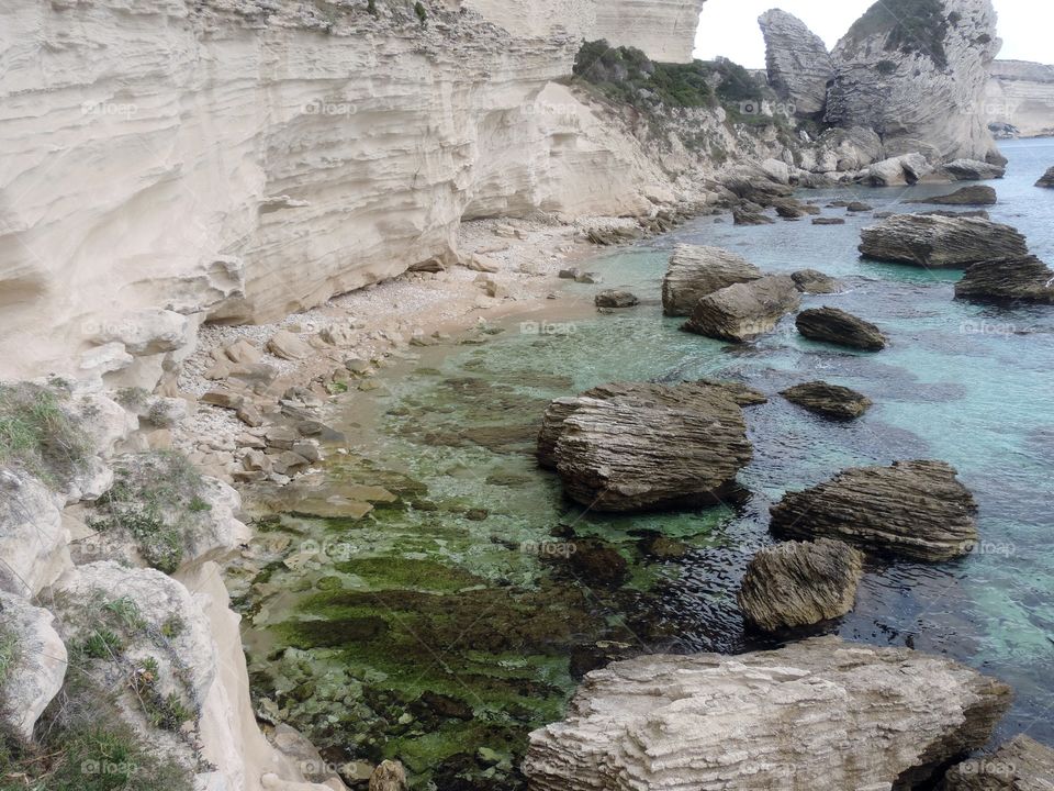 White limestone cliffs in Bonifacio,Corsica,France