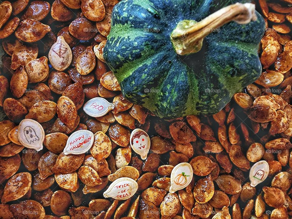 My favorite Halloween treat: baked pumpkin seeds.