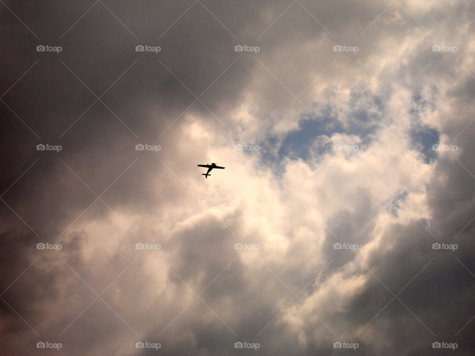 sky clouds airplane plane by valmal
