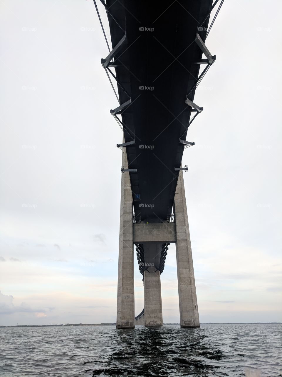 The Öresund bridge (Öresundsbron) shot from water level