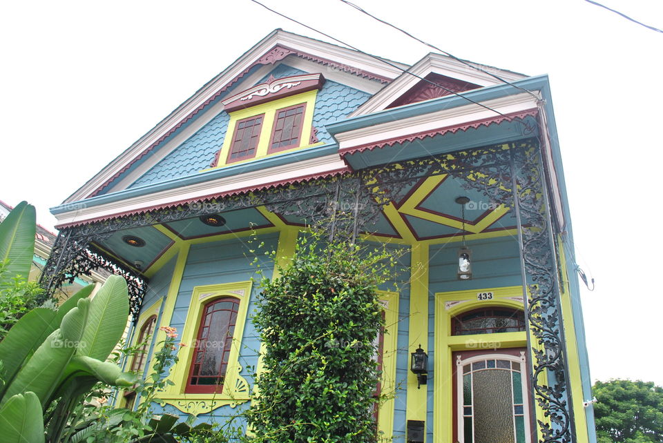 A colorful house in New Orleans, La