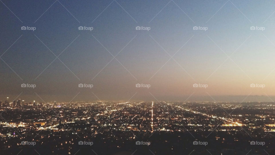 Los Angeles at night. View from Griffith Observatory.