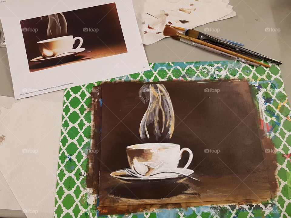 Painting a cup of coffee