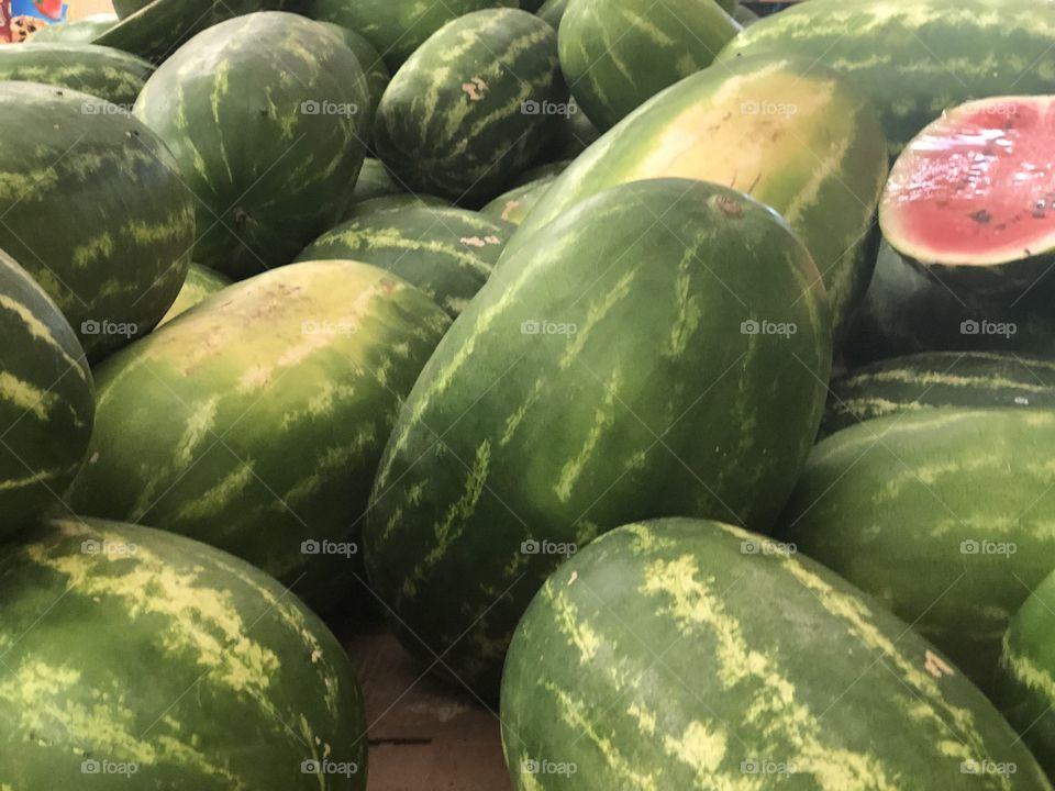 Watermelons at a supermarket in Mexico