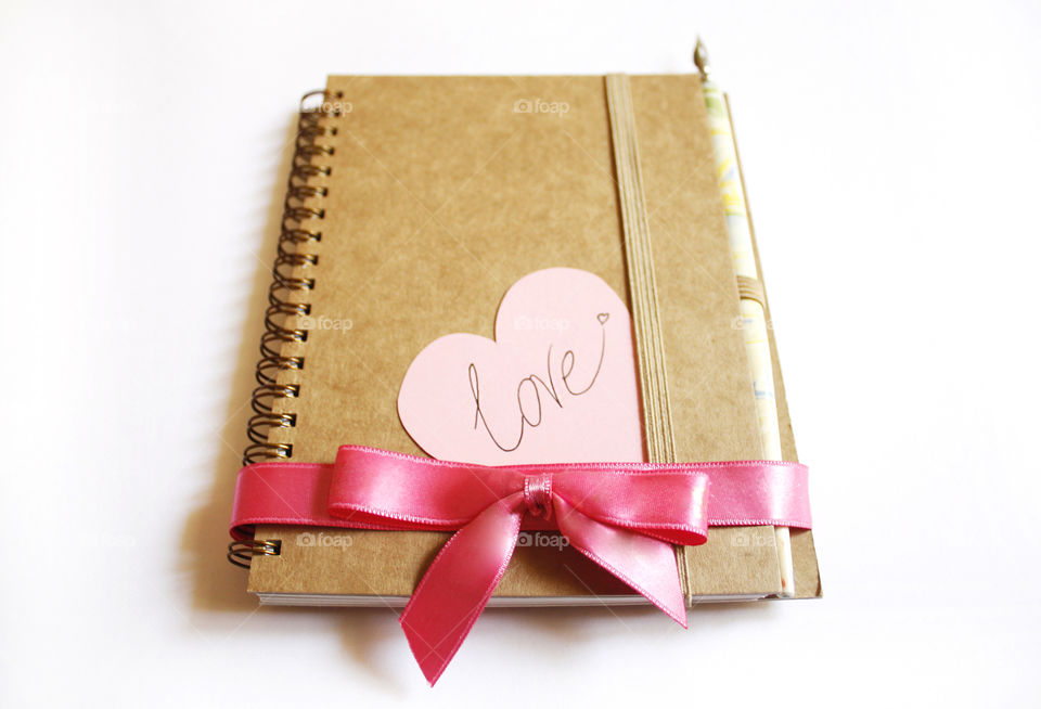 Love book and ribbon