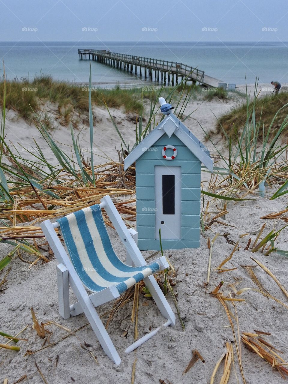 Miniature beachhut & sunchair