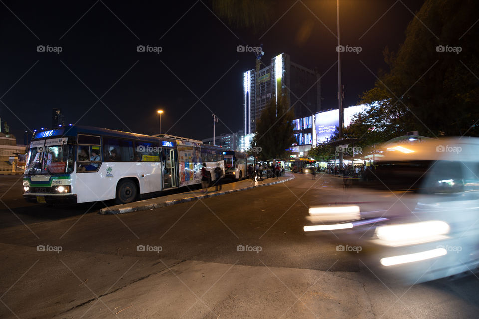 Bus station at night 