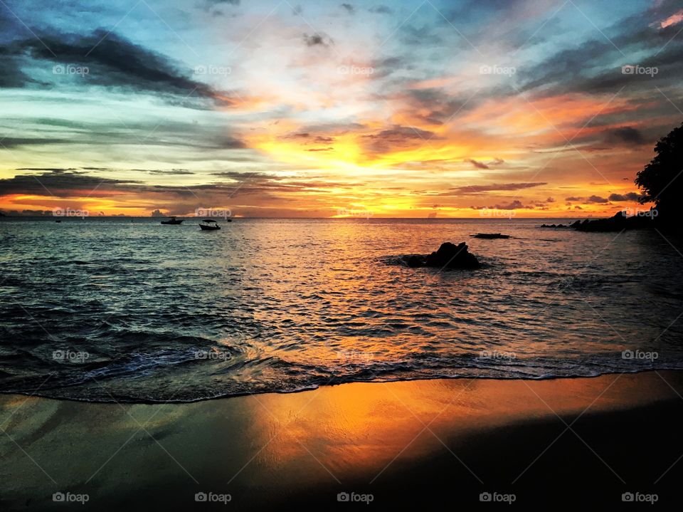 Scenic view of sea during sunset