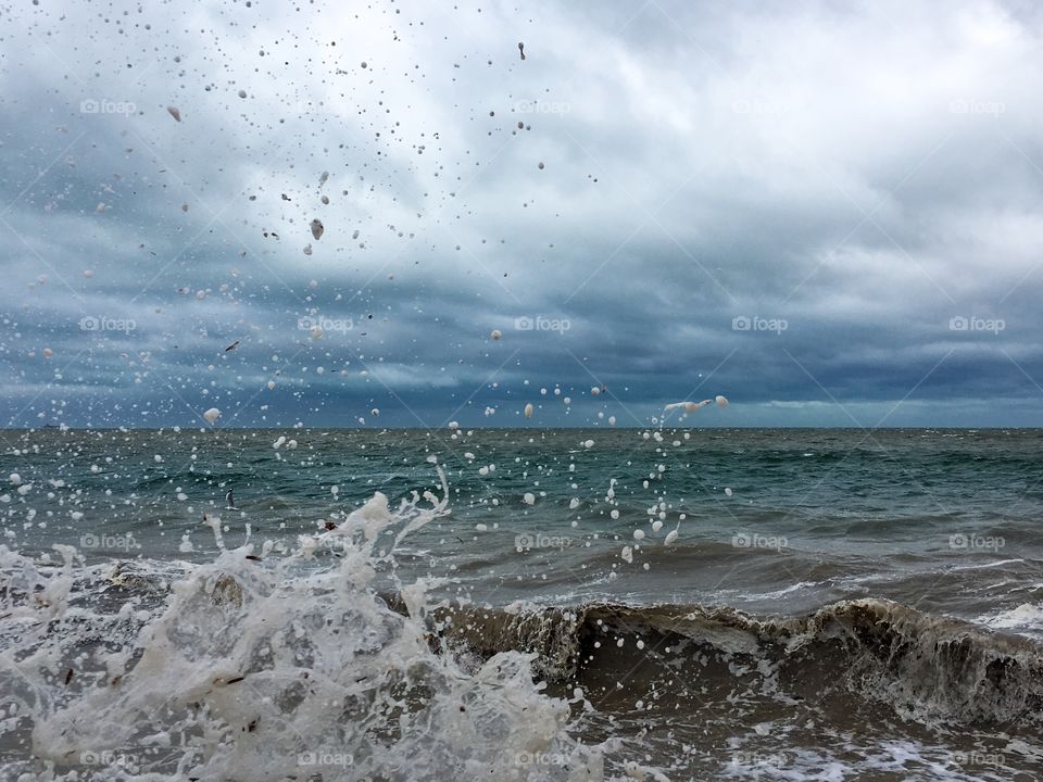 Stormy grey day at sea in south Australia 