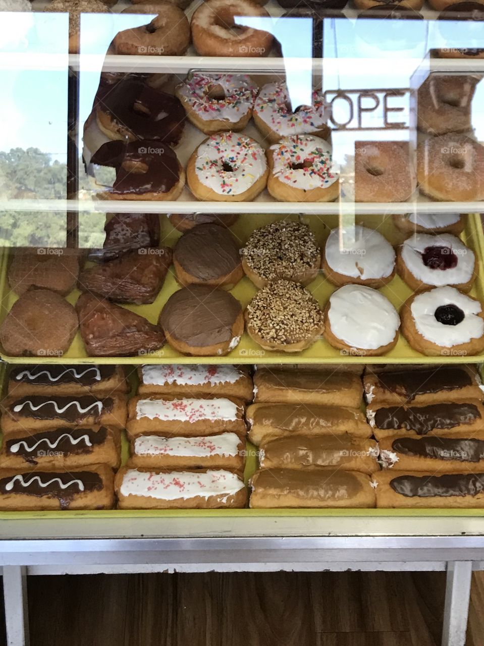 Donuts at a donut shop