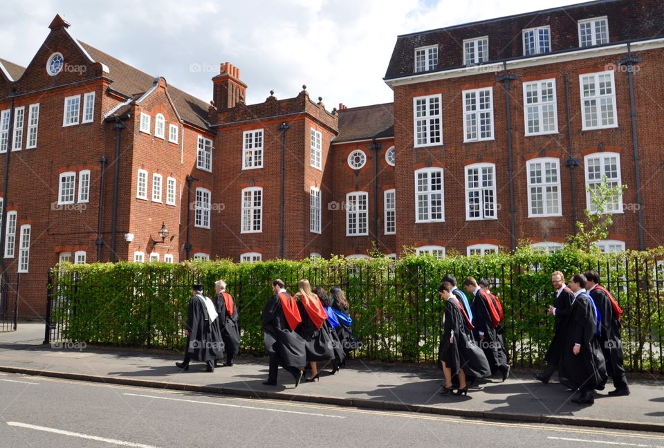 Graduation ceremony in Cambridge - students walk