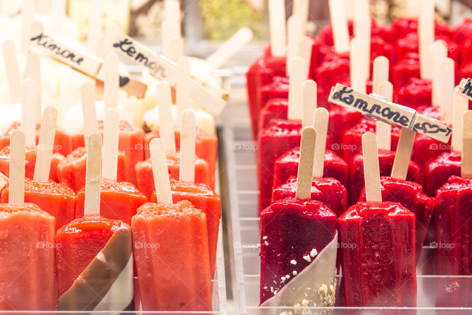 Colorful Ice Cream Popsicles. Horizontal frame.