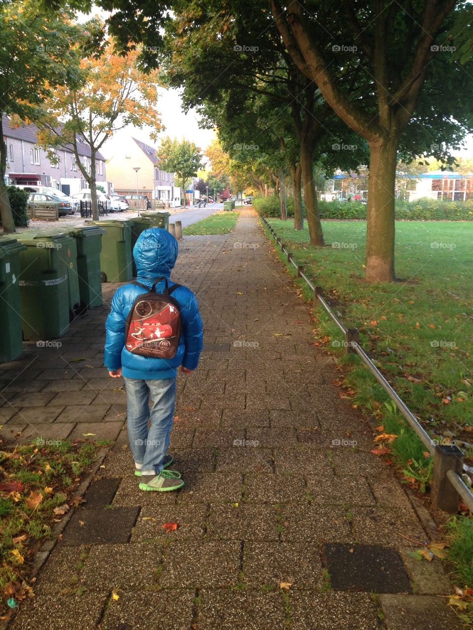 Kid is walking to school