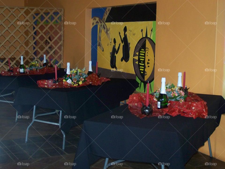 Setting up tables and decor