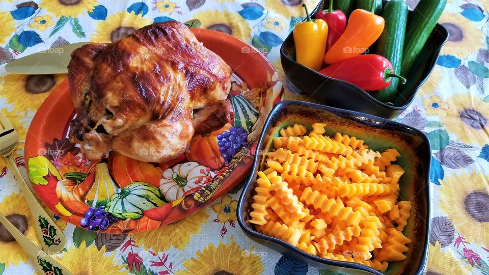 Rotisserie chicken with butternut squash